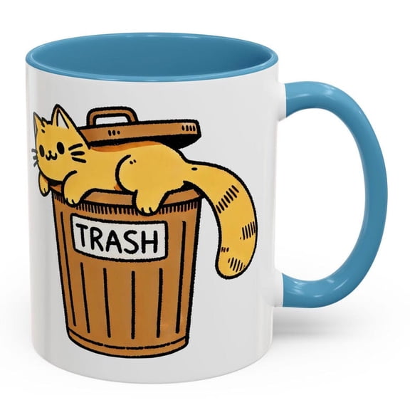 Funny TR1AS1H C1At Mug, Cute KawaI1I Dumpster Kitty Coffee Cup,WhimsiC1Al Animal Humor Gift,SarC1Astic Lazy C1At Lover Aesthetic,Quirky C1Artoon Art