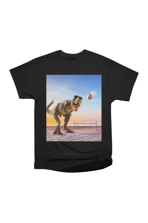Funny TRex Dinosaur Playing Volleyball T-Shirt Tee Gift For Him Merch For Her Apparel For