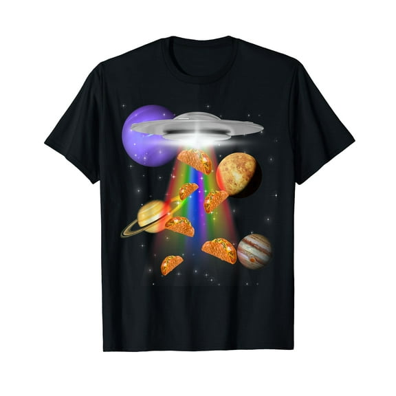 Funny Taco Lover UFO Alien Abduction Mexican Food T-Shirt