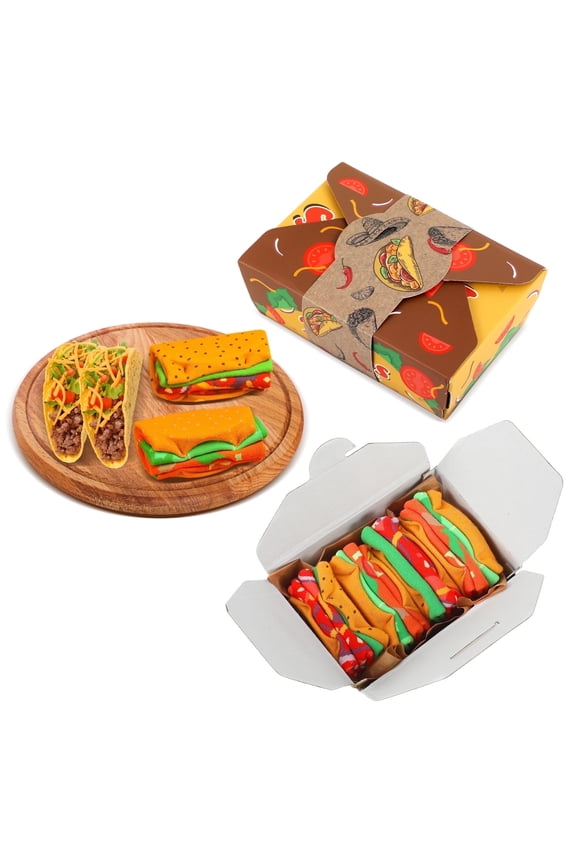 Funny Taco Socks Box - Funny Gifts for Men Dad Women Teen Boys-Fun Novelty Funky Crazy Silly Cool Food Socks-Easter Fathers Valentines Day Christmas Birthday Taco Gift Stocking Stuffers