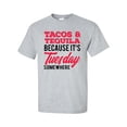 thumbnail image 1 of Funny Tacos and Tequilla Because It's Tuesday Somewhere Short Sleeve T-shirt-Sports Grey-small, 1 of 4