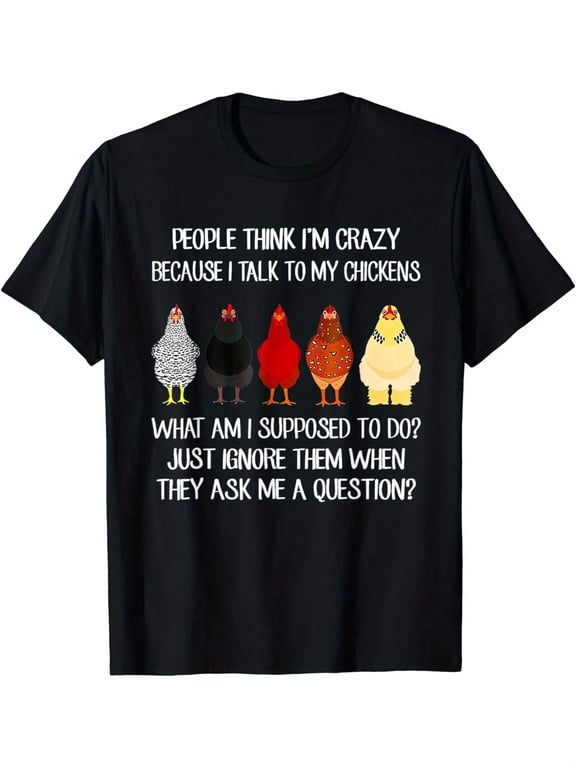 Funny Talk To My Chickens Graphic T-Shirt Retro Crazy Chicken Lady Humor Tee Farmer Poultry Lover Gift for Men Women