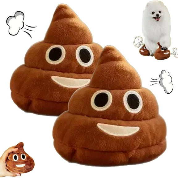 Funny Talking Poop Plush Toy – Makes Fart Sounds, Fake Poo Dog Toy for Kids & Dogs, Squeaky Dog Toys, 6+ Different Fart Sounds, Christmas Gag Gifts, Endless Giggles for Everyone (2pcs)