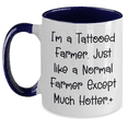 thumbnail image 1 of Funny I'm A Tattooed Farmer Gifts - Unique Birthday Unique Gifts for Farmers - Black and White, Red and White, Navy and White, and Pink and White Two Tone Coffee Mugs - Farmer Appreciation, 1 of 4