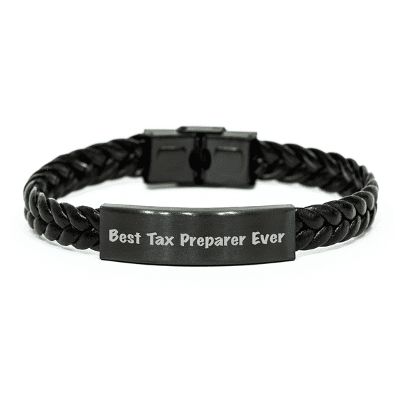 Funny Tax Preparer Gifts - Best Tax Preparer Ever Interlaced Leather Bracelet for Men and Women, Father's Day Unique Gifts from Family, Coworkers, Friends, and More for Tax Preparer Professionals