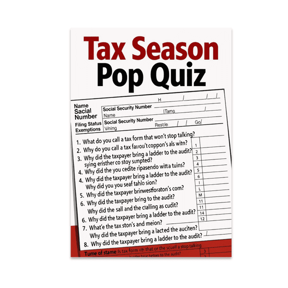 Funny Tax Season Pop Quiz Wall Decor - Finance Humor Enthusiast - 13x19 Poster Print