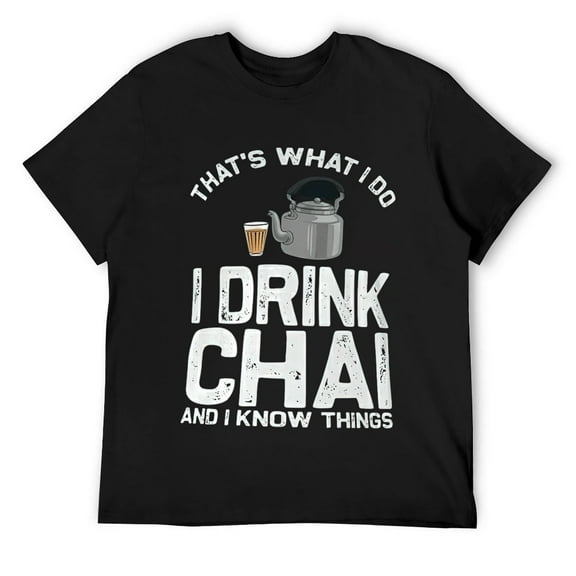 Funny Tea Lovers Gift For Indian Desi Men Women Chai Drinker T-Shirt Black