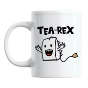 Funny Tea-Rex Dinosaur Pun White Ceramic Coffee & Tea Mug Cup 11oz