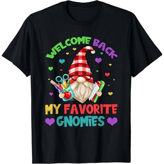 Funny Teacher Gnome Tee - Cute Welcome Back To School T-Shirt Black X-Large