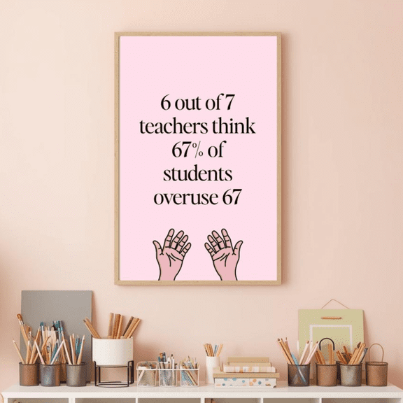 Funny Teacher Wall Art Six Seven , Classroom Decor , Teacher Humor , Trending Meme Poster 6,7, Poster Only