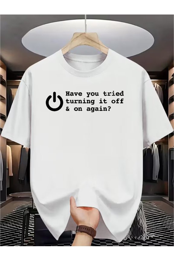 Funny Tech Geek T-Shirt Compatible for Programmers & IT Professionals - Humorous Computer Jokes, IT Slogans, Brown & White Print Short Sleeve Shirt - Summer Casual Wear, Machine Washable Gift