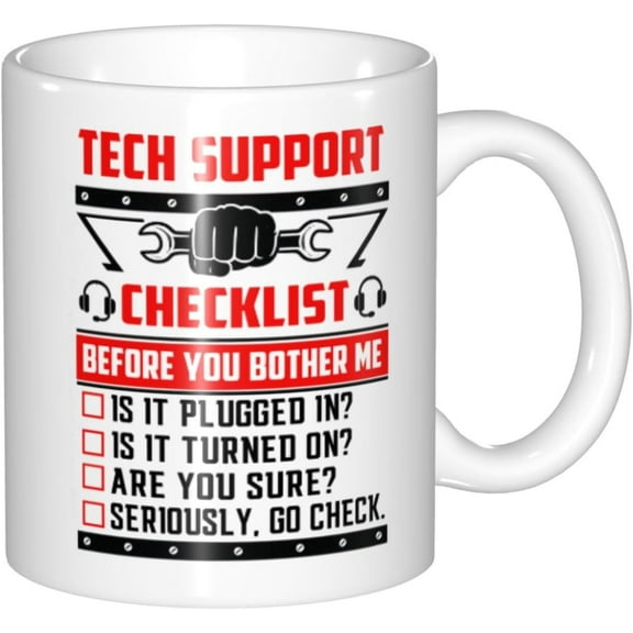 Funny Tech Support Checklist Helpdesk Hotline Coffee & Tea Gift Mug, Gifts for Men & Women Technical Support Engineer, Computer Help Desk, Christmas gifts 11 oz Novelty Mug.