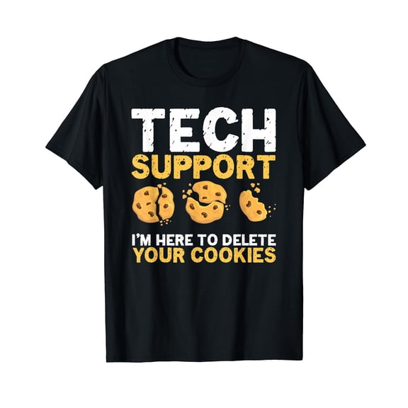 Funny Tech Support Delete Cookies Programmer Nerd Techie T-Shirt