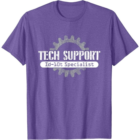 Funny Tech Support ID10T Computer Joke Softstyle Unisex T-Shirt,Purple Heather Color,Size XL