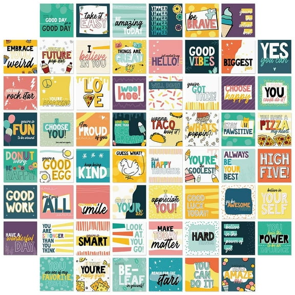 Funny Teen Lunch Box Notes / 3.5" x 3.5" Double Sided Motivational And Silly Mini Cards / 60 Tween Backpack Notecards / Made In The USA