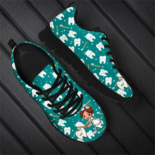 Funny Teeth Cartoon Nurse Female Flat Shoes Medical Brand Design Autumn