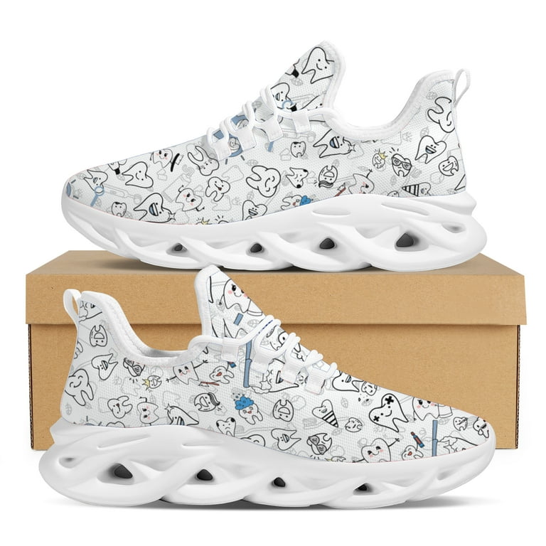 Funny Teeth Luxury Design Mesh Sneakers Dental Style Lace Up