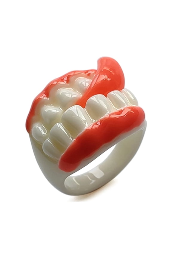 Funny Teeth Shape Acrylic Rings Costume Props Party Jewelry Finger Rings Gift for Men Women