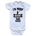 thumbnail image 1 of Funny Tennis Baby Bodysuit - I'm Proof Mommy Can't Resist Tennis Players Baby Bodysuit, 1 of 2