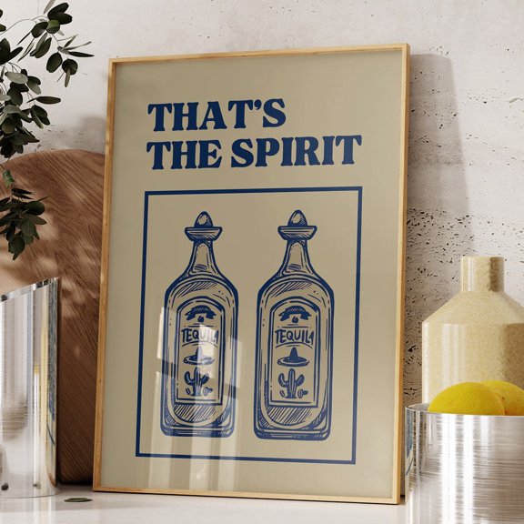 Funny Tequila Bar Cart Print, Retro Kitchen Wall Art UNFRAMED PAPER POSTER, Home Decor