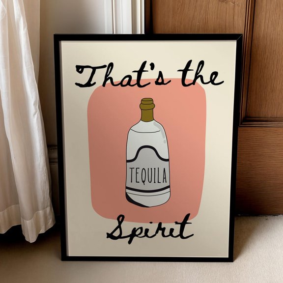Funny Tequila Bar Cart Print, Trendy Kitchen Poster UNFRAMED PAPER POSTER, Home Decor