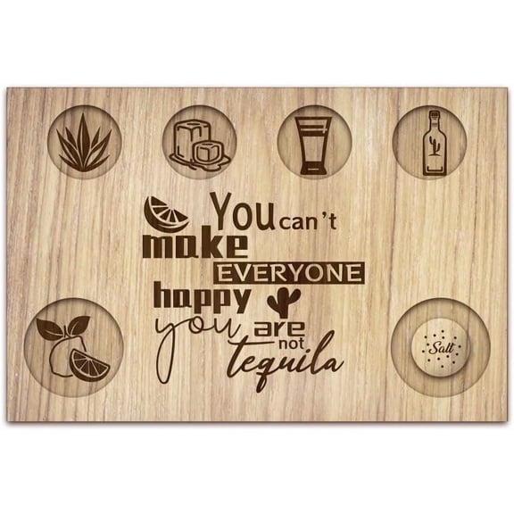 Funny Tequila Shot Glasses Serving Tray Square Funny Wooden Glass Holder with Salt Rim Shot Glasses Board for Bar Restaurant Party Family Gathering 7.87x11.81 Inch DIYDIY