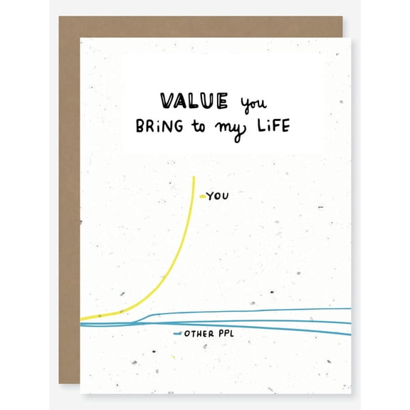 Funny Thank You Card "Value You Bring to My Life" Graph Design Envelope Included, Blank Inside Perfect for Friends, Family, or Special Occasions