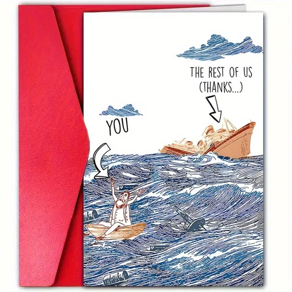 Funny Thank You Card You vs. The Rest of Us Nautical Design Envelope Included, Blank Inside Perfect for Friends, Colleagues, and Family Appreciation