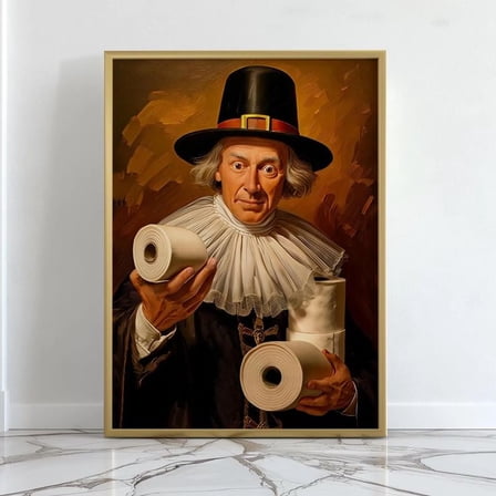 Funny Thanksgiving Bathroom Poster, Size 24''x36''-Gategoo