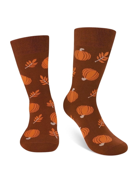 Funny Fall Pumpkin Socks for Men Women -Autumn Novelty Crazy Cute Cool Holiday Crew Socks -Fall Accessories Thanksgiving Birthday Christmas Holiday Fun Gift Ideas Stocking Stuffers