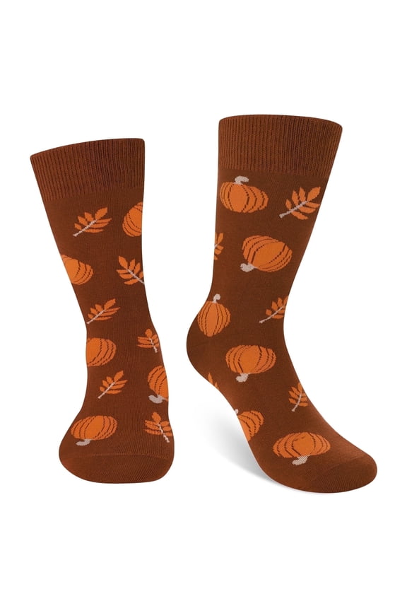 Funny Fall Pumpkin Socks for Men Women -Autumn Novelty Crazy Cute Cool Holiday Crew Socks -Fall Accessories Thanksgiving Birthday Christmas Holiday Fun Gift Ideas Stocking Stuffers