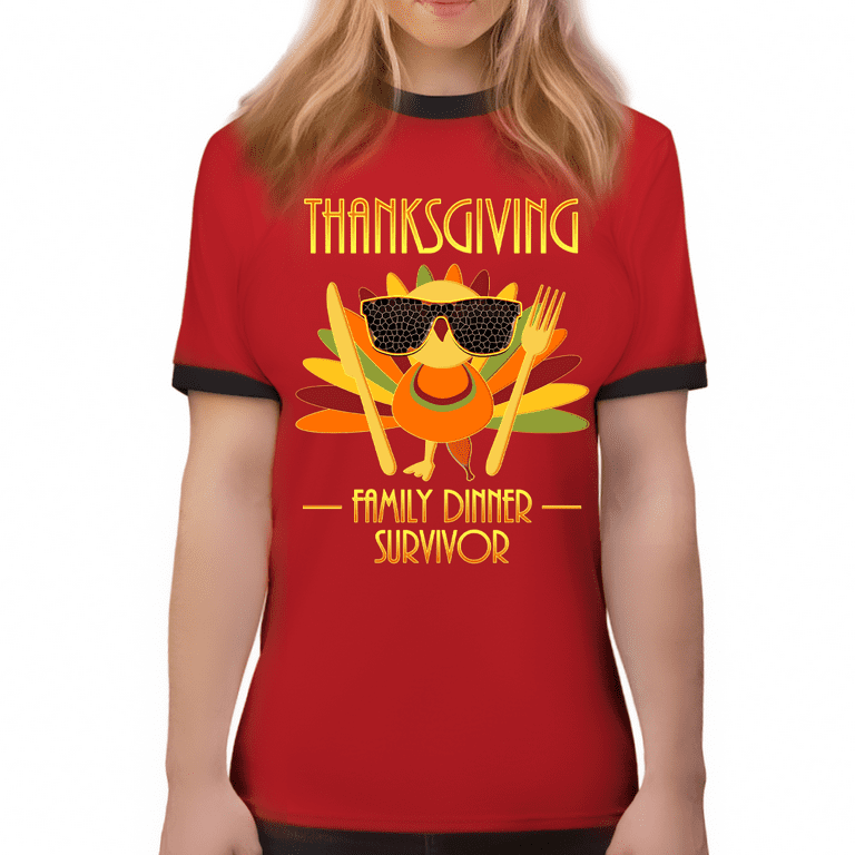 Thanksgiving Family Dinner Survivor Turkey Funny T-Shirt Thanksgiving Family Dinner Survivor Turkey Funny T-Shirt