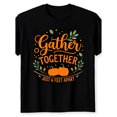 thumbnail image 1 of Funny Thanksgiving TShirt - Gather Together Turkey And Pumpkin Print Short Sleeve TShirt Casual Round Neck Holiday Party Outfit, 1 of 9