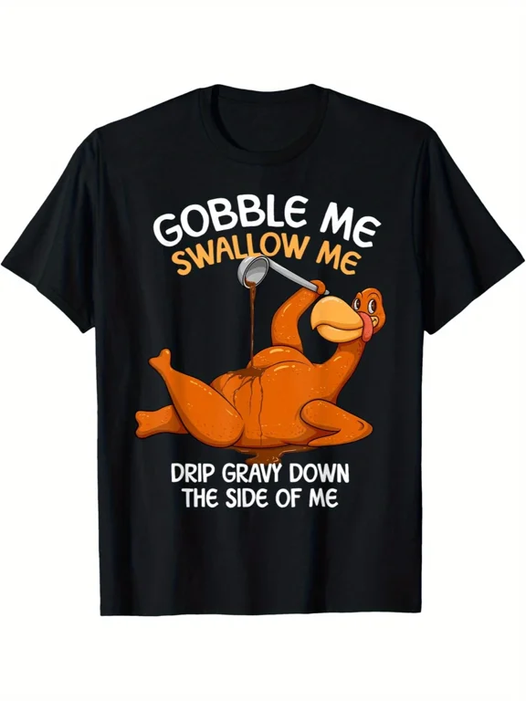 Funny Thanksgiving Turkey Gravy T-Shirt - Men's Cotton Graphic Tee with "Go
