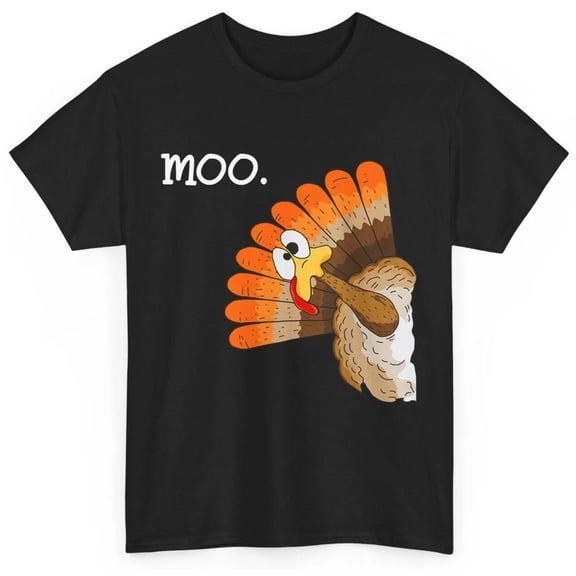 Funny Thanksgiving Turkey Moo Black T-Shirt