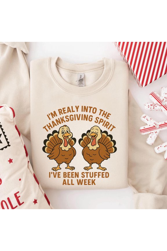 Funny Thanksgiving Turkey Shirt Retro Stuffed All Week Tee Fall Humor TShirt Cute Turkey L