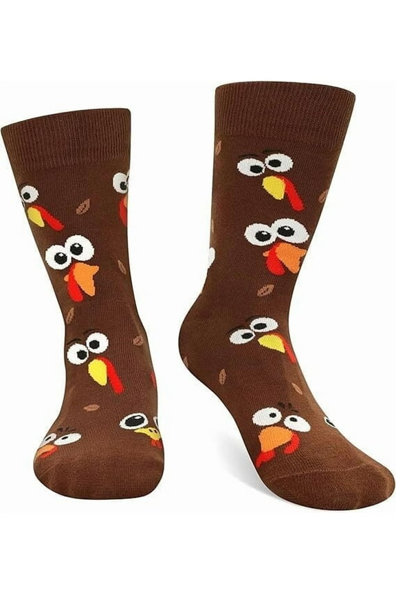 Funny Thanksgiving Turkey Socks Men Women - Thanksgiving Gifts Fall Novelty Crazy Funky Silly Cute Cool Animals Thanks Giving Crew Socks Christmas Stocking Stuffers-Dark Brown