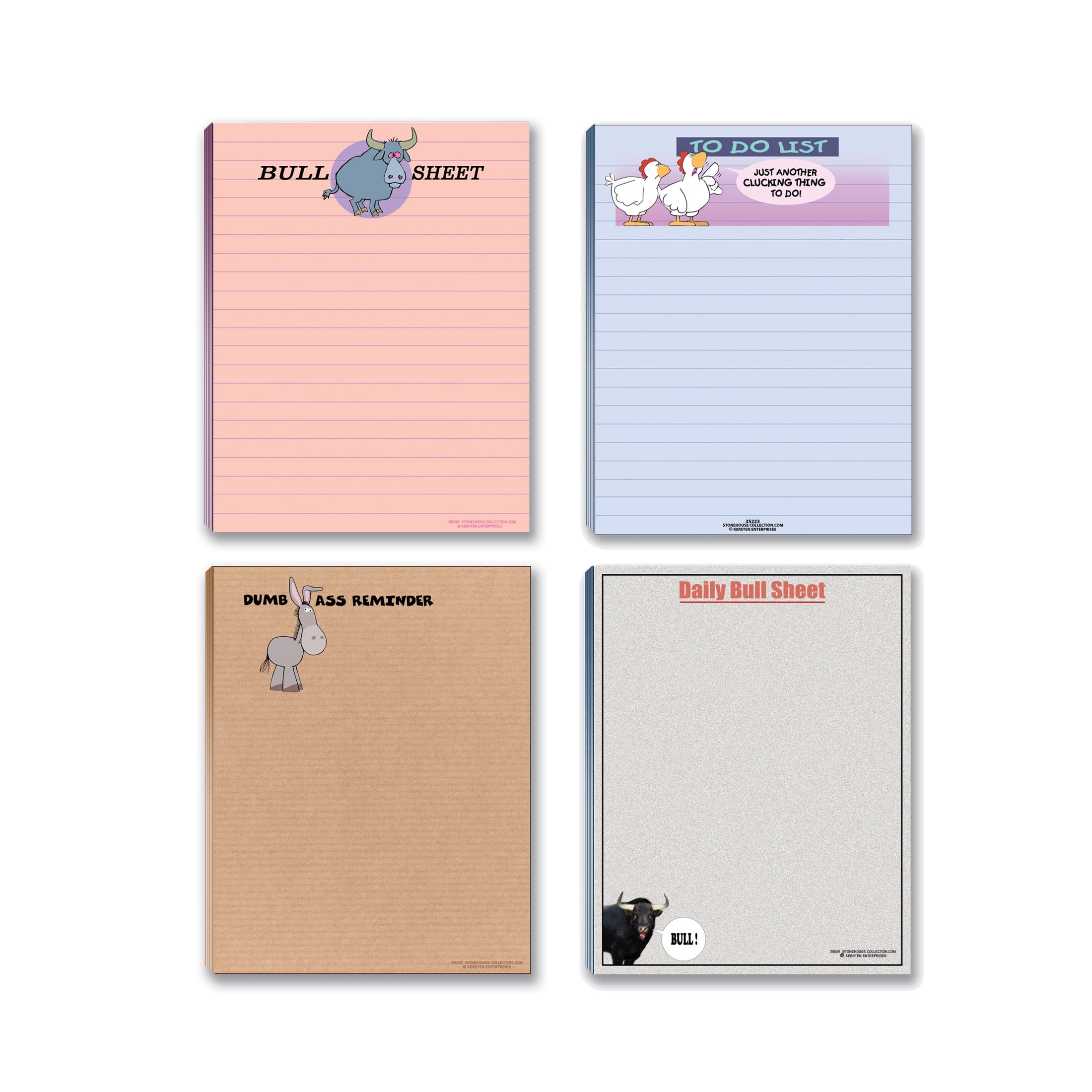 Funny Theme ToDo-List Notepad 4 Assorted Pads 4.25 x 5.5