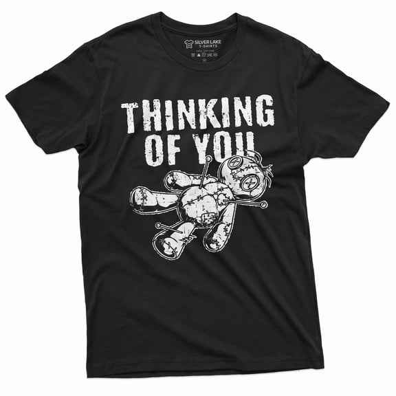 Funny Thinking Of You T-Shirt Halloween Creepy Voodoo Doll Horror Tee Shirt (3X-Large Black)