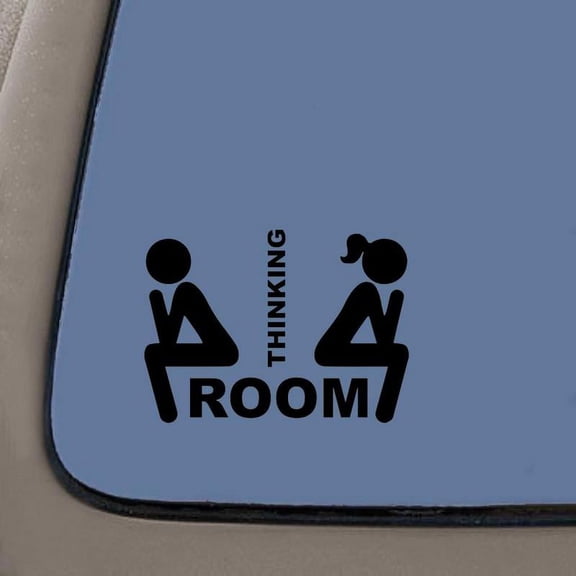 Funny Thinking Room Door Decal | Black Vinyl Decal | 7.5-Inches Wide | Car Truck Van SUV Laptop Macbook Wall Decals