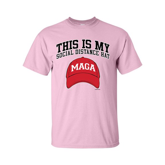Funny This Is My Social Distancing Red MAGA Hat Unisex Adult Short Sleeve T-shirt-Light Pink-large