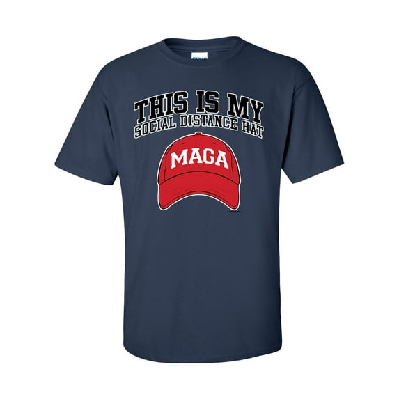 Funny This Is My Social Distancing Red MAGA Hat Unisex Adult Short Sleeve T-shirt-Navy-xxxl