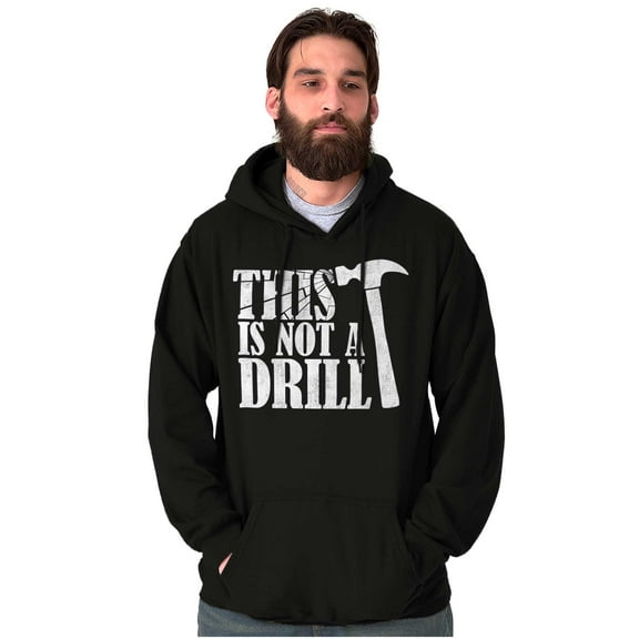 Funny This Is Not A Drill Hammer Joke Unisex Plus Fleece Graphic Hoodie Brisco Brands 2X