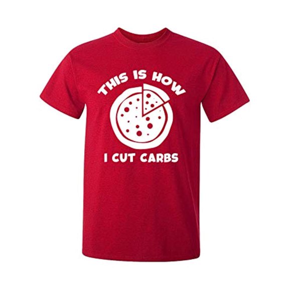 Funny This is How I Cut Carbs Adult Short Sleeve T-Shirt-Red-Small