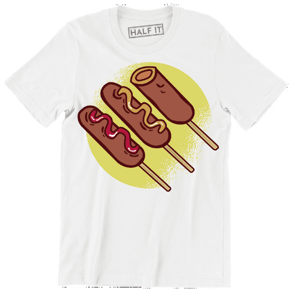 Funny Three Corndogs With Different Sauces Foodie Lover Men's T-Shirt