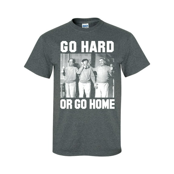 Funny Three Stooges Go Hard or Go Home Short Sleeve T-shirt-Heather Grey-small