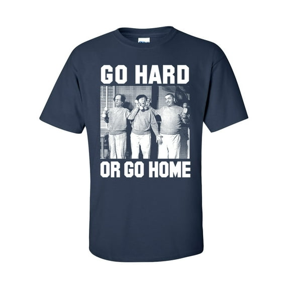 Funny Three Stooges Go Hard or Go Home Short Sleeve T-shirt-Navy-xl