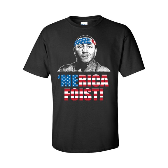 Funny Three Stooges 'Merica First American Flag Short Sleeve T-shirt-Black-medium
