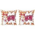 thumbnail image 1 of Funny Throw Pillow Cushion Cover Pack of 2, Comic Book Cat with Wow Lettering on Polka Dots, Zippered Double-Side Digital Print, 4 Sizes, Burnt Orange Magenta, by Ambesonne, 1 of 2