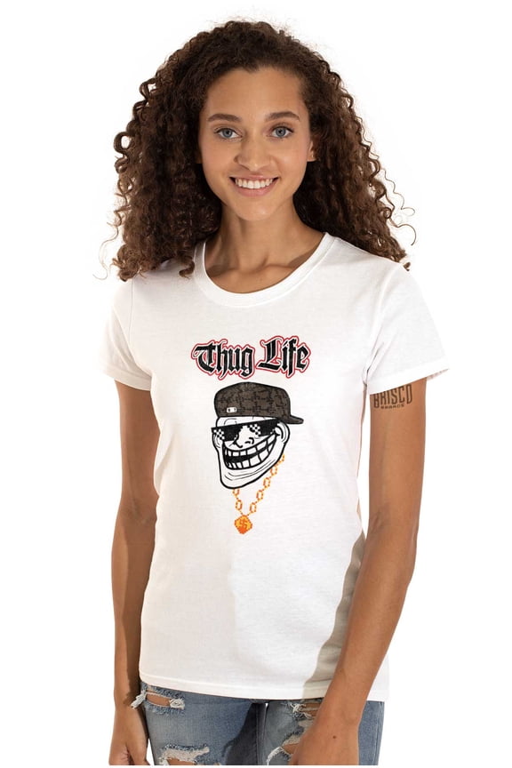 Funny Thug Life Troll Face Meme Women's T Shirt Ladies Tee Brisco Brands X